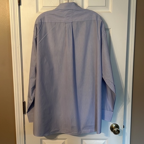TOMMY HILFIGER Mens Blue White Pin-Striped Button Down Shirt - Picture 3 of 3